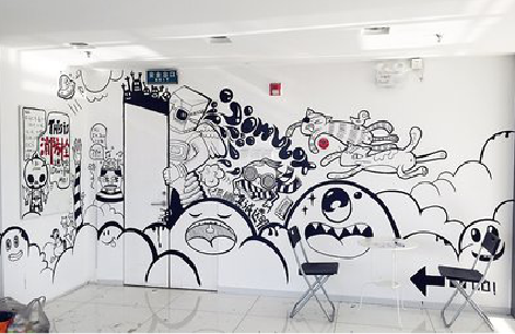 新龙手绘墙并非传统涂鸦。